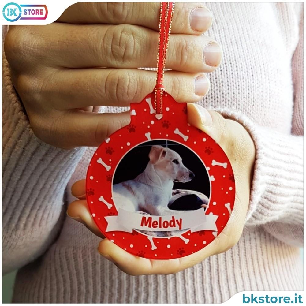 Pallina natale (sfera) cane, in plexiglass personalizzata con foto e nome del il vostro cane