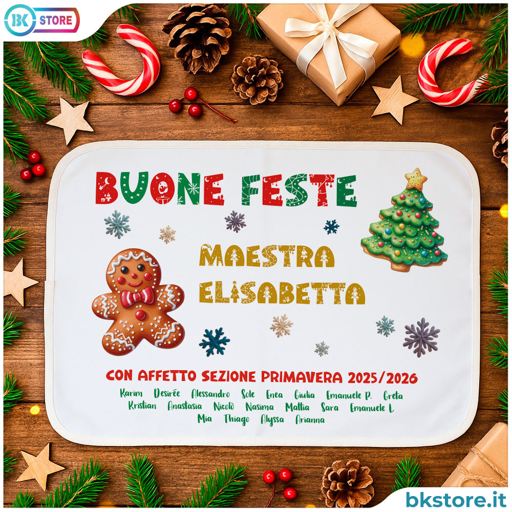Idea regalo Natale per maestra asilo o scuola elementare, tovaglietta personalizzata
