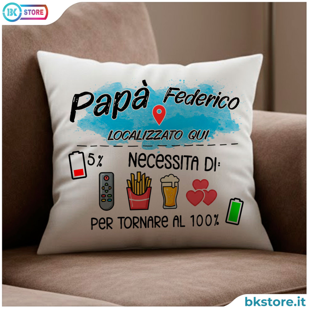 Cuscino regalo Festa del Papà Divertente – Papà Batteria Scarica
