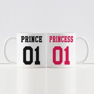 Tazze per coppia di innamorati Prince e Princess personalizzate con nome