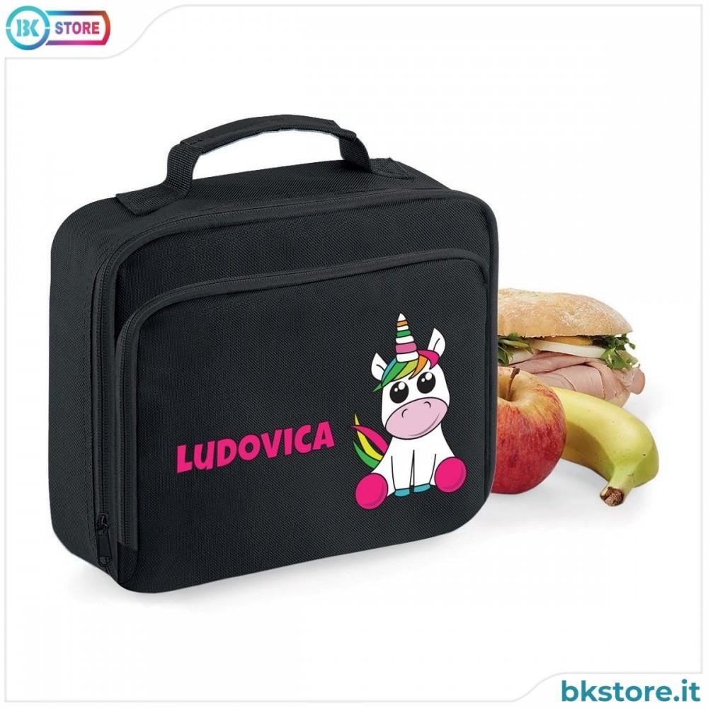 Lunch Box Borsa Frigo unicorno personalizzata con nome