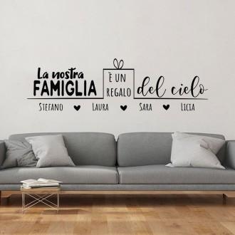 Adesivo murale wallsticker personalizzato "La famiglia è un regalo"