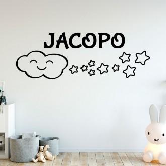Adesivo murale wallsticker personalizzato nome con nuvola e stelle