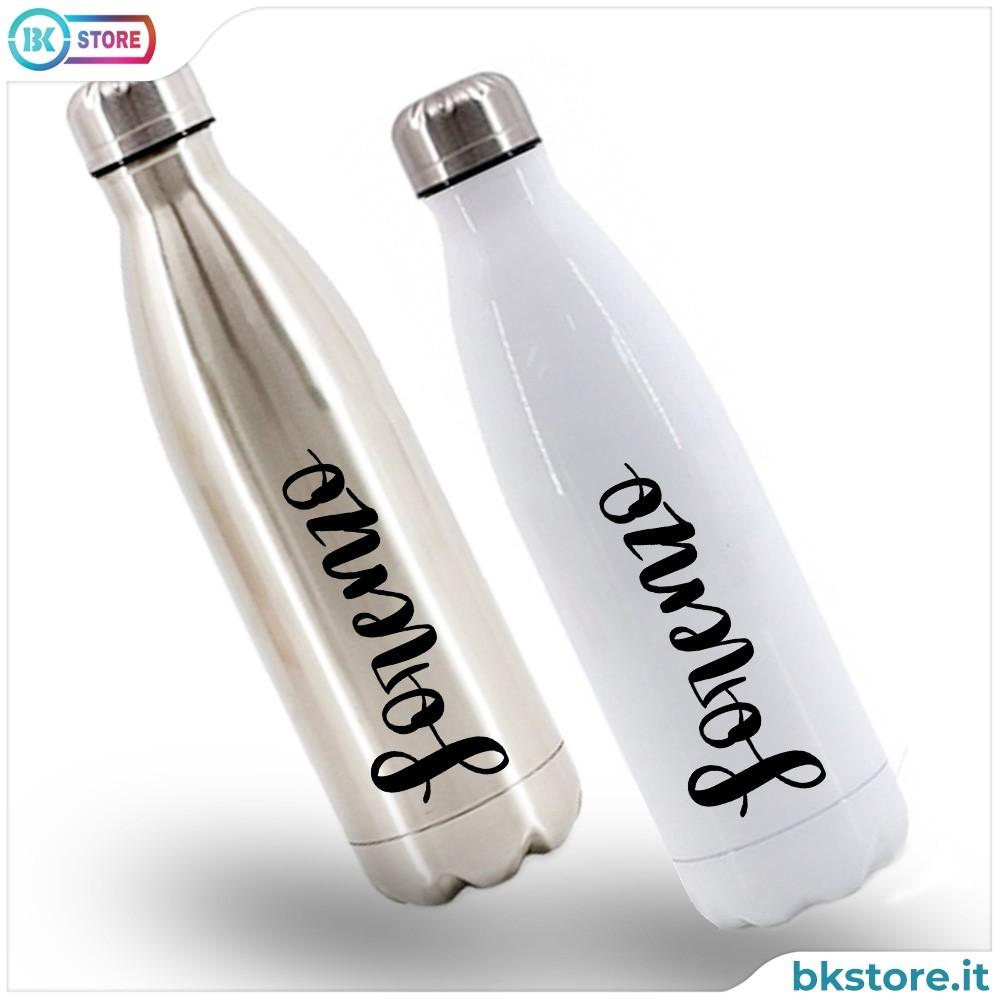 Bottiglia / Borraccia personalizzata in acciaio con nome corsivo