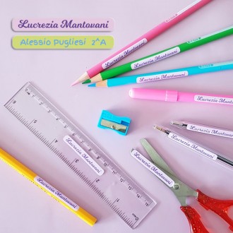 Etichette Adesive per la scuola mini per matite, pennarelli ed il resto del materiale scolastico.