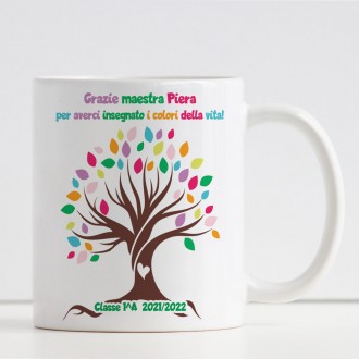 Tazza regalo per la maestra, albero della vita personalizzato con i nomi dei bambini
