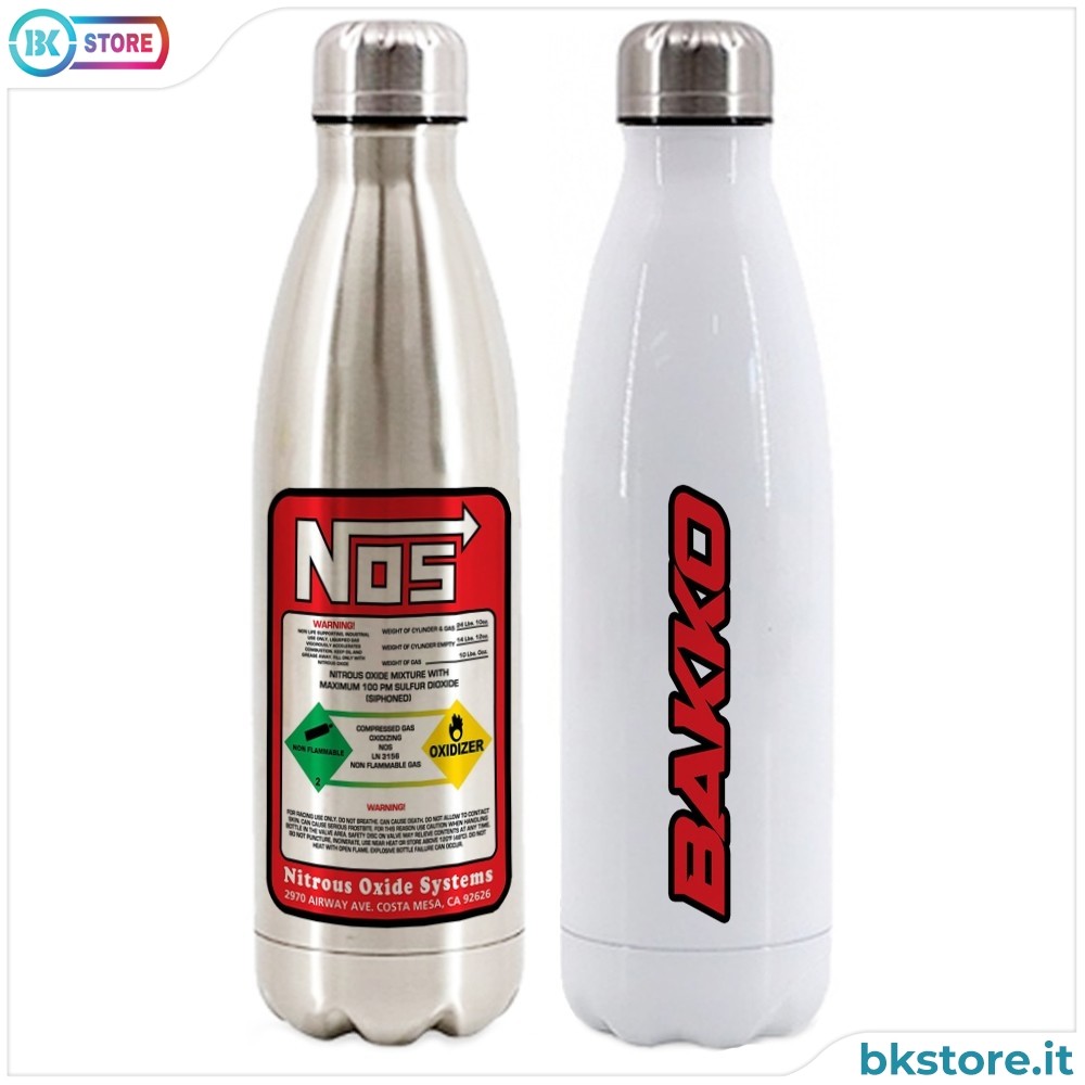 Bottiglia / Borraccia Termica in acciaio personalizzata Stile bombola di NOS e nome