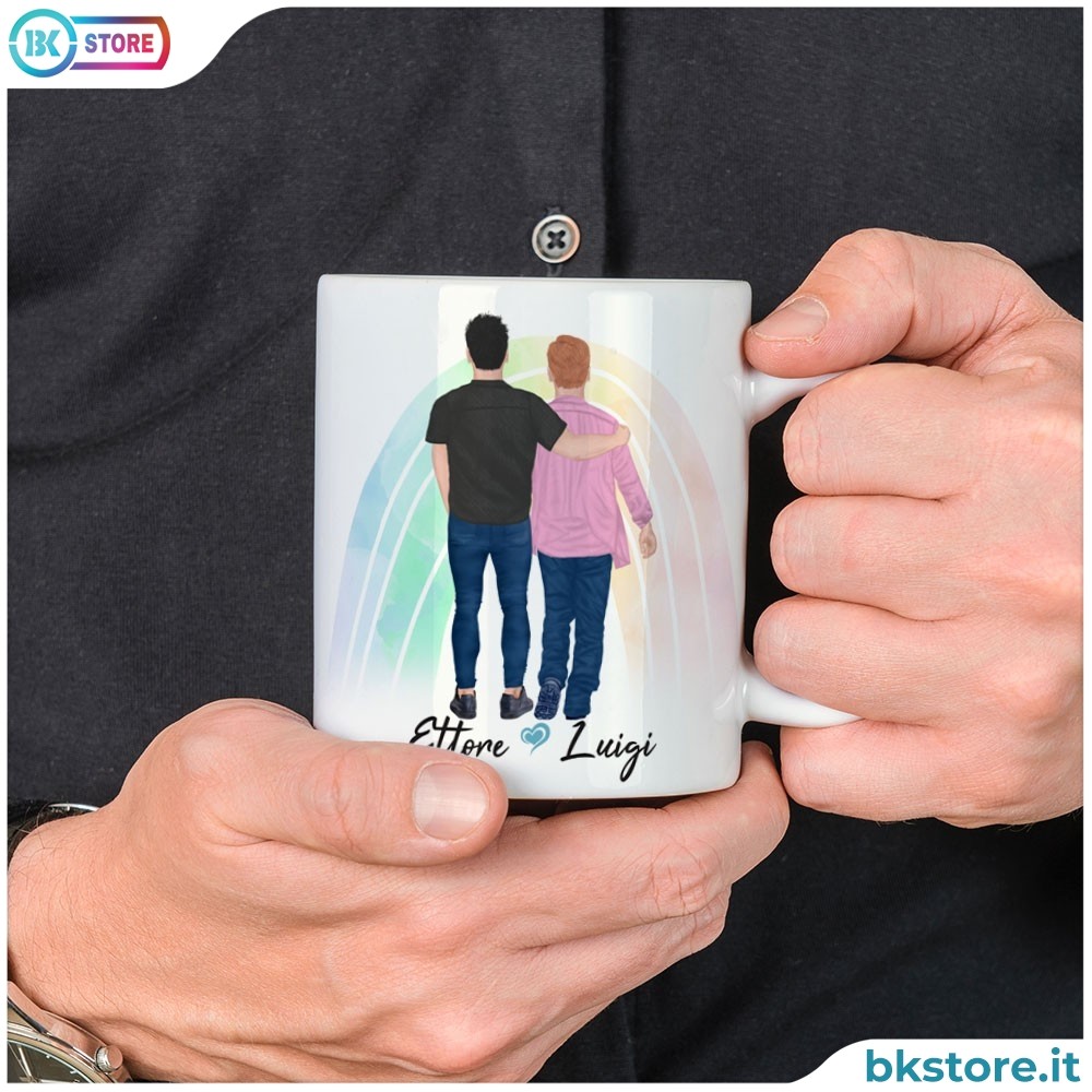 Tazza regalo LGBT personalizzata con due ragazzi avatar