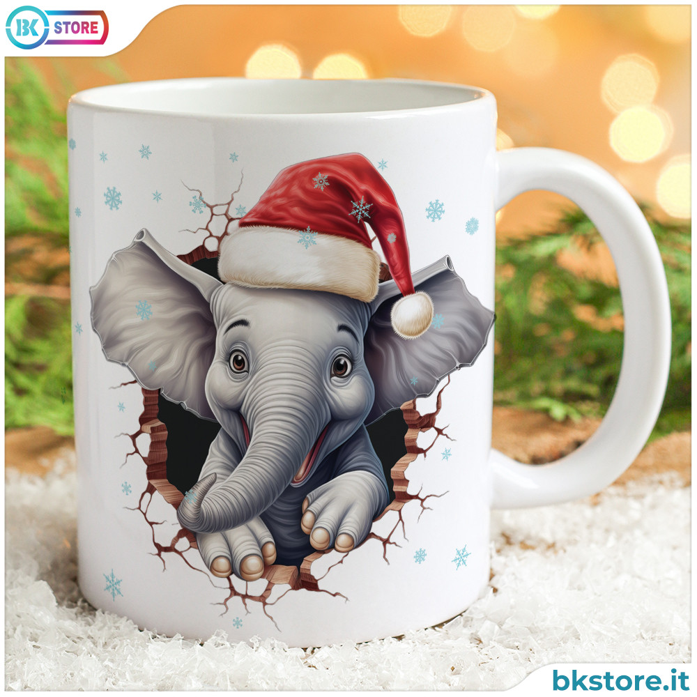 Tazza personalizzata per Natale con piccolo elefantino e nome