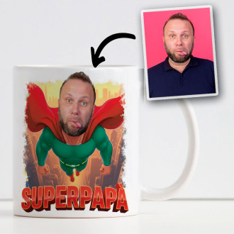 Idea regalo Tazza Personalizzata Festa del Papà – Superman con Foto viso e Dedica
