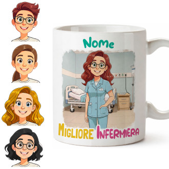 Tazza personalizzata per infermiera con avatar e nome