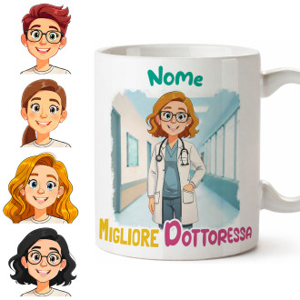 Tazza Personalizzata Dottoressa con Avatar – Regalo per Amica o Collega con Nome e Dedica
