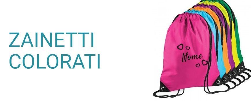 Zainetti personalizzati con nome e disegno in cotone o poliestere